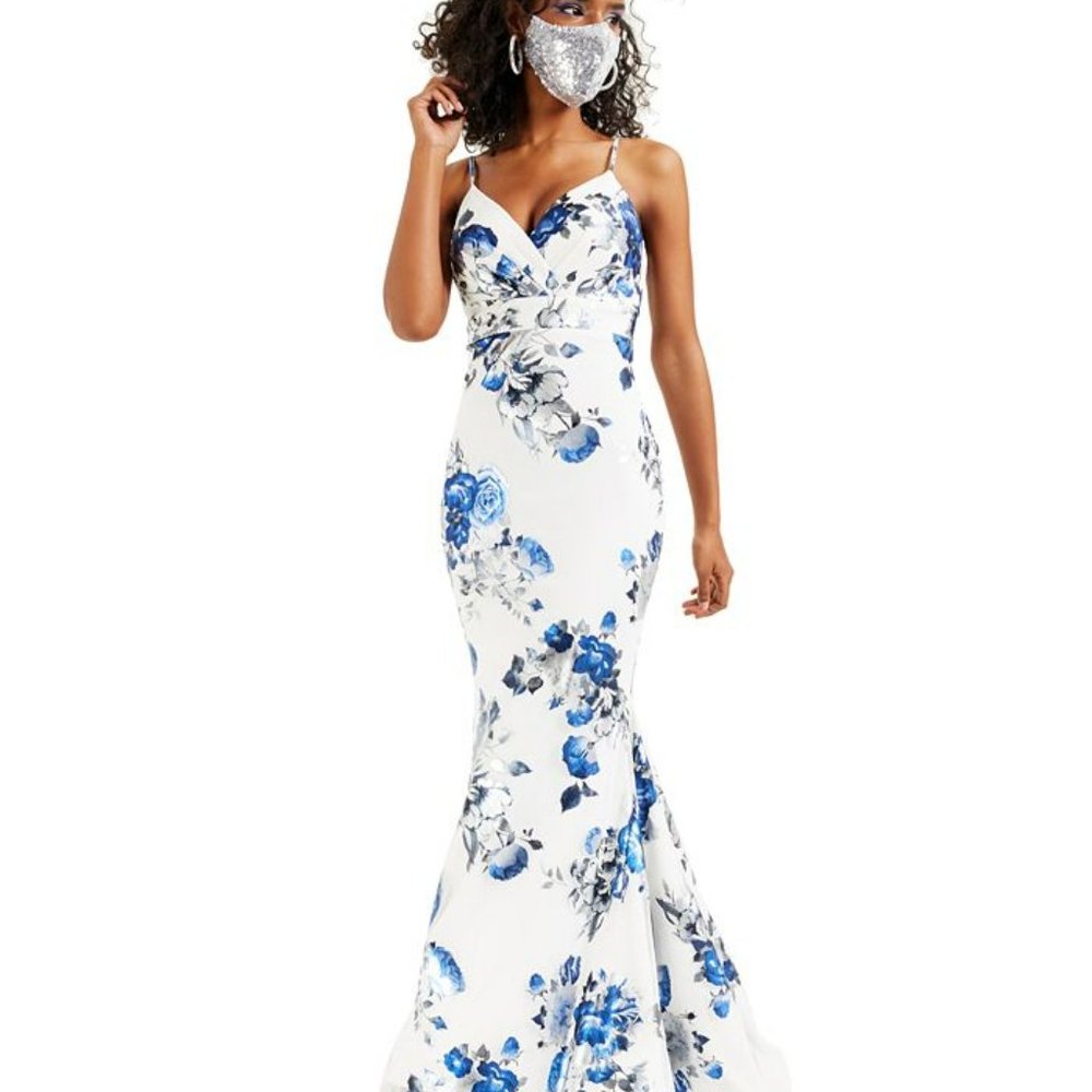 Teeze Me Juniors' Foil-Print Gown, Size 1 NWT
